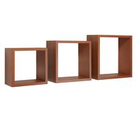 Set 3 Mensole da Parete Cubo in Fibra di Legno Incubo Ciliegio