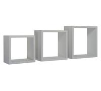 Set 3 Mensole da Parete Cubo in Fibra di Legno Incubo Grigio Sasso