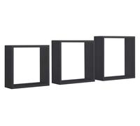 Set 3 Mensole da Parete Cubo in Fibra di Legno Incubo Slim Nero