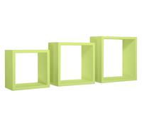 Set 3 Mensole da Parete Cubo in Fibra di Legno Incubo Verde