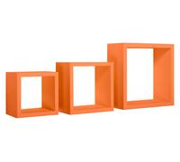 Set 3 Mensole da Parete Cubo in Fibra di Legno Rubic Arancio