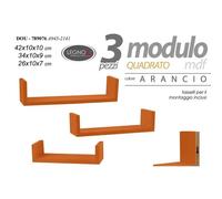 Set 3 Mensole da Parete Moderne Design con Bordi Mensola Scaffale Legno Arancio