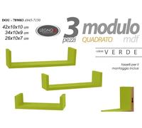 Set 3 Mensole da Parete Moderne Design con Bordi Mensola Scaffale Legno Verde