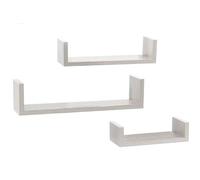 Set 3 Mensole da Parete Moderne Design con Bordi Mensola Scaffale Legno Bianco