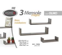 Set 3 Mensole da Parete Moderne Design Mensola Scaffale + KIT ISTAL DOU 42/34/26