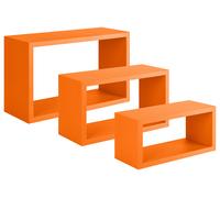 Set 3 Mensole da Parete Rettangolare in Fibra di Legno Trittico Arancio