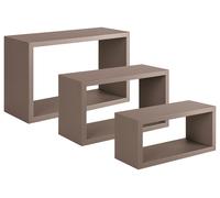 Set 3 Mensole da Parete Rettangolare in Fibra di Legno Trittico Marrone Talpa