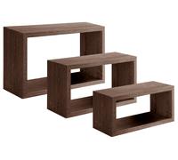 Set 3 Mensole da Parete Rettangolare in Fibra di Legno Trittico Noce