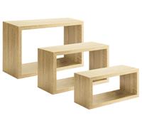 Set 3 Mensole da Parete Rettangolare in Fibra di Legno Trittico Rovere Sagerau