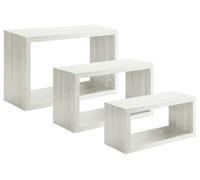 Set 3 Mensole da Parete Rettangolare in Fibra di Legno Trittico Rovere Sbiancato