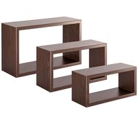 Set 3 Mensole da Parete Rettangolare in Fibra di Legno Trittico Wengè
