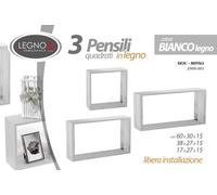 Set 3 Mensole Moduli Parete Mensola Cubo Pensile dou BIANCO LEGNO 60/38/17CM
