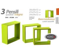 Set 3 Mensole Moduli Parete Mensola Quadrata Cubo Pensile BIANCO VERDE ARANCIONE