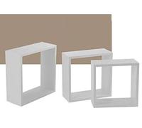 Set 3 Mensole Parete 30/27 / 24 cm Moderne Design Cubo Mensola Scaffale Legno MD