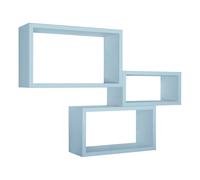 SET 3 MENSOLE RETTANGOLARI PARETE AZZURRO SCAFFALE SALOTTO CAMERA TRITTICO
