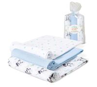 Set 3 mussole per neonato Panda blu