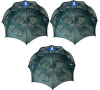 Set 3 Nasse 16 Fori Pesca Granchi Blu Seppie Gamberi Pesci Trappola Rete