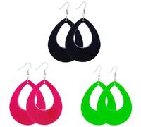 Set 3 orecchini pendenti con stella fluorescente coraggiosi, dodici e cinquanta divisioni in poliacrilato scuro per feste a tema, set orecchini regalo elegante