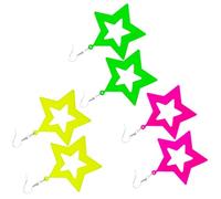 Set 3 orecchini pendenti con stella fluorescente coraggiosi, dodici e cinquanta divisioni in poliacrilato scuro per feste a tema, set orecchini regalo elegante