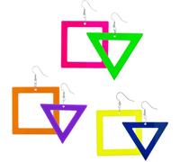 Set 3 orecchini pendenti con stella fluorescente coraggiosi, dodici e cinquanta divisioni in poliacrilato scuro per feste a tema, set orecchini regalo elegante