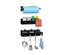 Set 3 Organizer Magnetico Cucina: Porta Spezie, Barattoli e Porta Rotolo Senza Fori