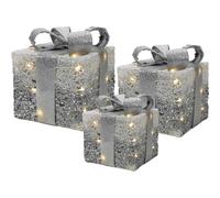 Set 3 pacchi Regalo Bianco Oro Silver 25 20 15 Cm Illuminati A LED quadro Rotex [EEK: A]
