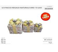 SET 3 PACCHI REGALO C/LUCI ORO