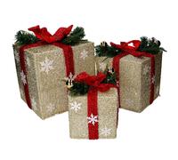 Set 3 Pacchi regalo fiocchi di neve rosso e oro