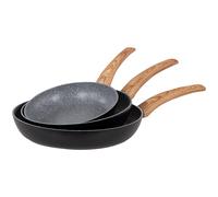 Set 3 Padelle Alluminio 20-24-28cm Padella Antiaderente Manico Ergonomico Nero