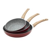 Set 3 Padelle Alluminio 20-24-28cm Padella Antiaderente Manico Ergonomico Rosso