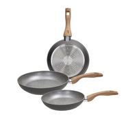 Set 3 Padelle Antiaderenti in Alluminio Great Stone Grey 20 + 24 + 28 cm