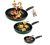 Set 3 Padelle Antiaderenti Natura 20-24-28 cm Verde