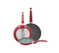 Set 3 Padelle In Alluminio Rosso 20 24 28cm