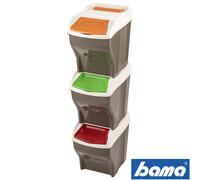 Bama - Pattumiera Impilabile Tris - Multicolore - Misure 30x40x37,5h - Capacità 27 Litri