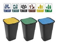 Set 3 Pattumiere contenitori per la Raccolta Differenziata 50 LT con Coperchio