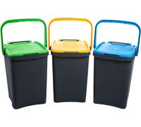 Set 3 pattumiere e bidoni 50L grandi raccolta differenziata