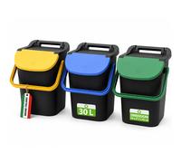 Set 3 Pattumiere Impilabili Tower Bin 3x30L Raccolta Differenziata 34x37.7x42 cm