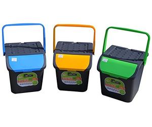 SET 3 PATTUMIERE PER LA RACCOLTA DIFFERENZIATA DA 35 Lt. ECOPLAST
