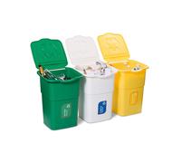 BIDONE BIDONI PATTUMIERA RACCOLTA DIFFERENZIATA RIFIUTI LT 150 SET 3 PZ
