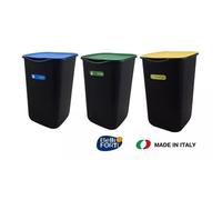 Set 3 Pattumiere Raccolta Differenziata Bidone Pattumiera Spazzatura 50 Litri