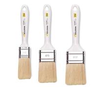 Set 3 Pennelli Boldrini per pittura con Manico in plastica 3/4/5 cm - Ideali per Pareti, Legno e Ferro - Pennelli per Smalti e Idropitture - Colore manico bianco, setola bionda universale