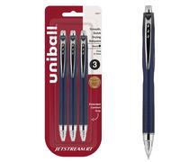 Set 3 Pennini Uni-Ball Jetstream Nero 0.7mm Punta Fine Liscia Retrattile