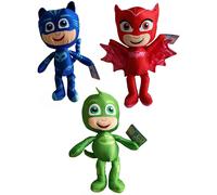 SET 3 Personaggi PELUCHE 22cm SUPER PIGIAMINI PJ MASKS Gattoboy Gufetta Geco