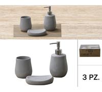 Set 3 Pezzi Accessori Bagno in Ceramica Jerry Grigio Beca
