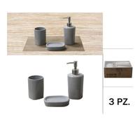 Set 3 Pezzi Accessori Bagno in Ceramica Tom Grigio