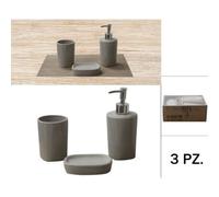 Set 3 Pezzi Accessori Bagno in Ceramica Tom Tortora