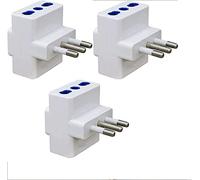 Set 3 Pezzi Adattatore Multipresa Tripla con 3 Prese 10A 16A e Spina Italiana 10A