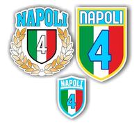 Set 3 pezzi Adesivo Scudetto Napoli mod. 4 sagomato (1 pz da cm 23 +1 pz. cm 25 +1 pz. cm 10)