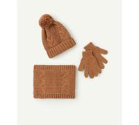 Set 3 pezzi berretto + guanti + scaldacollo Marrone 10/14 anni - 138/162 cm