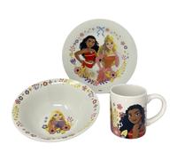 SET 3 PEZZI CERAMICA PRINCIPESSE DISNEY TAZZA CIOTOLA PIATTO STOVIGLIE BAMBINI